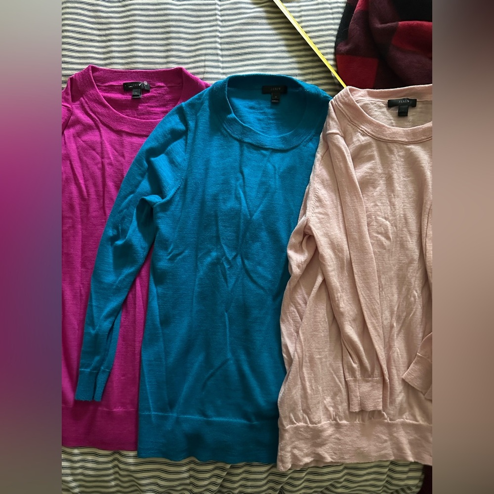 J. Crew Tippi Sweater Lot - Light Pink, Magenta, and Blue - Size M